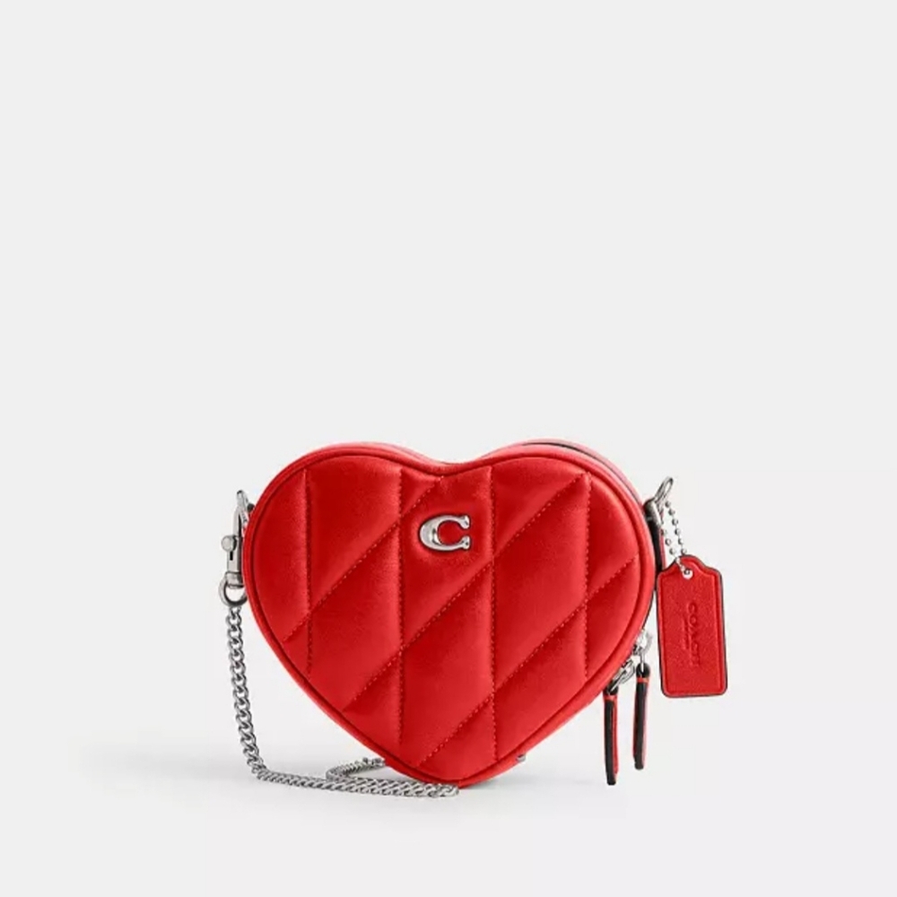 NWT❤️Coach Heart Crossbody 14 Pillow Quilting Red CE766